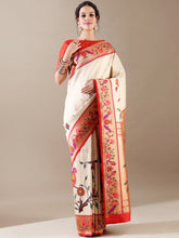 Ivory Red Weaving Silk Saree